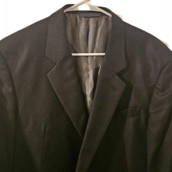 Armani Collezioni Black Silk Wool Blend Blazer Mens Suit Jacket Size 44L - Picture 2 of 10